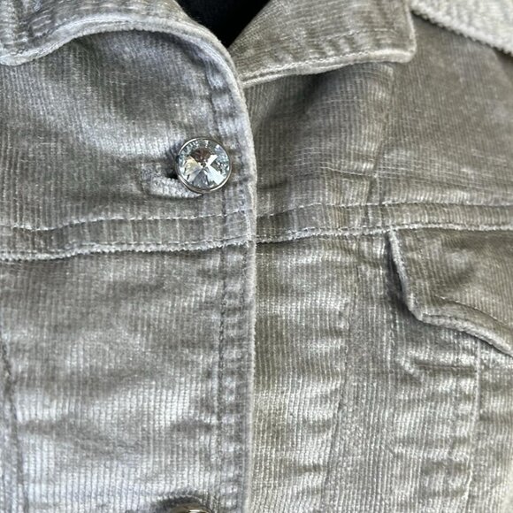 Patrick Christopher Grey 2XL Corduroy Jacket Rhinestone Buttons Cowgirl Chic - Picture 4 of 7